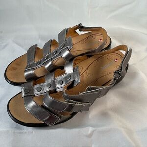 Revere Toledo Gun Metal Silver Sandals Size  US 9W  Slingback Strap 9
